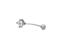 Load image into Gallery viewer, 18K WHITE GOLD PIERCING BARBELL CURVE BANANA BALLS 4mm BELLY BODY WITH ZIRCONIA

