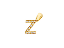 Load image into Gallery viewer, 18K YELLOW GOLD SMALL 10mm 0.4&quot; PENDANT CHARM INITIAL LETTER Z, CUBIC ZIRCONIA.
