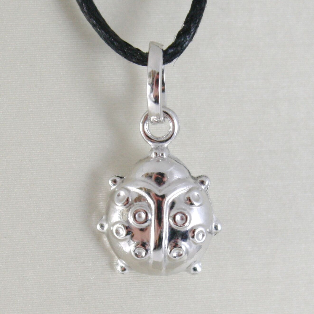 18k white gold rounded ladybug pendant charm 18mm smooth ladybird made in Italy.
