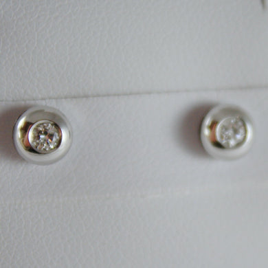 18k white gold round earrings with diamond diamonds 0.13 carats, made in Italy.