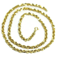 18K YELLOW GOLD ROPE CHAIN, 27.5 INCHES BRAIDED INFINITE FACETED ALTERNATE LINK.