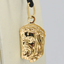Load image into Gallery viewer, 18K YELLOW GOLD JESUS FACE PENDANT CHARM 25 MM, 1 INCH, FINELY WORKED ITALY MADE.
