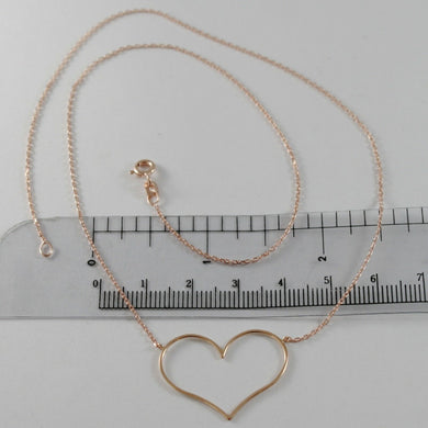 18k rose gold necklace with 1.06 in heart and mini squared chain made in Italy.