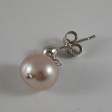 Load image into Gallery viewer, SOLID 18K WHITE GOLD EARRINGS, WITH FRESHWATER ROSE PEARLS, MADE IN ITALY.
