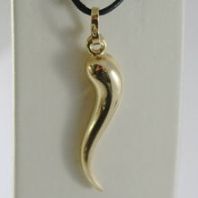 Load image into Gallery viewer, 18K YELLOW GOLD ROUNDED BIG LUCKY HORN CORNICELLO CHARM PENDANT SHINY 1.54 MADE IN ITALY.

