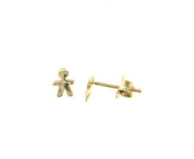 18k yellow gold earrings small flat boy, shiny, smooth, 5mm, made in Italy.