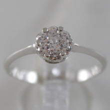 Load image into Gallery viewer, SOLID 18K WHITE SOLITAIRE ROSE FLOWER GOLD RING LUMINOUS BRIGHT, MADE IN ITALY
