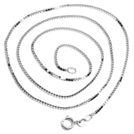 SOLID 18K WHITE GOLD CHAIN 1.1 MM VENETIAN SQUARE BOX 19.7