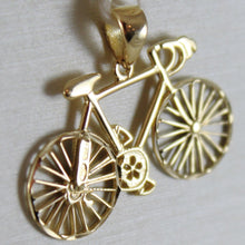 Load image into Gallery viewer, SOLID 18K WHITE &amp; YELLOW RACING BICYCLE BIKE CYCLING SATIN PENDANT MADE IN ITALY.
