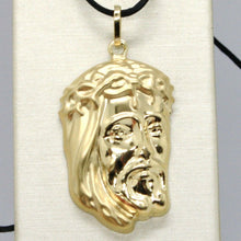 Load image into Gallery viewer, 18K YELLOW GOLD JESUS FACE PENDANT CHARM 37 MM, 1.5 IN, FINELY WORKED ITALY MADE.
