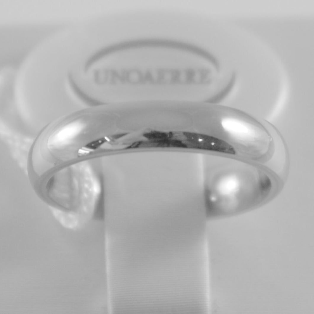 18k white gold wedding band Unoaerre comfort ring marriage 4 mm, made in Italy.