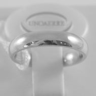 18k white gold wedding band Unoaerre comfort ring marriage 4 mm, made in Italy.