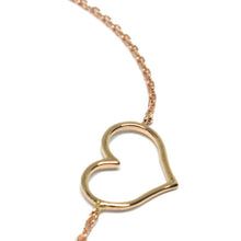 Load image into Gallery viewer, 18k rose gold square rolo mini bracelet, 7.1 inches, openwork heart, Italy made.
