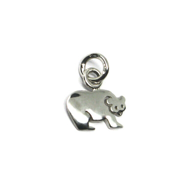 18k white gold mini bear pendant 11mm diameter, flat solid, smooth made in Italy.