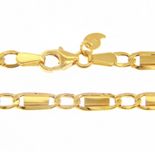 Load image into Gallery viewer, 9K YELLOW GOLD BRACELET FLAT GOURMETTE CURB ALTERNATE WITH OVAL 4mm LINK, 7.5&quot;.
