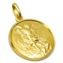 Load image into Gallery viewer, SOLID 18K YELLOW GOLD SAINT MICHAEL ARCHANGEL 19 MM MEDAL, PENDANT MADE IN ITALY
