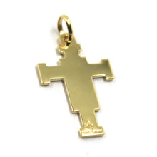 Load image into Gallery viewer, SOLID 18K YELLOW GOLD FLAT SAINT DAMIANO CROSS PENDANT, MADE IN ITALY, 0.9&quot;.
