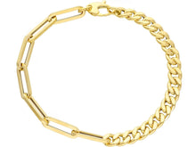 Load image into Gallery viewer, 18K YELLOW GOLD 5mm BRACELET HALF SQUARED OVAL PAPER CLIP AND HALF CUBAN CURB.
