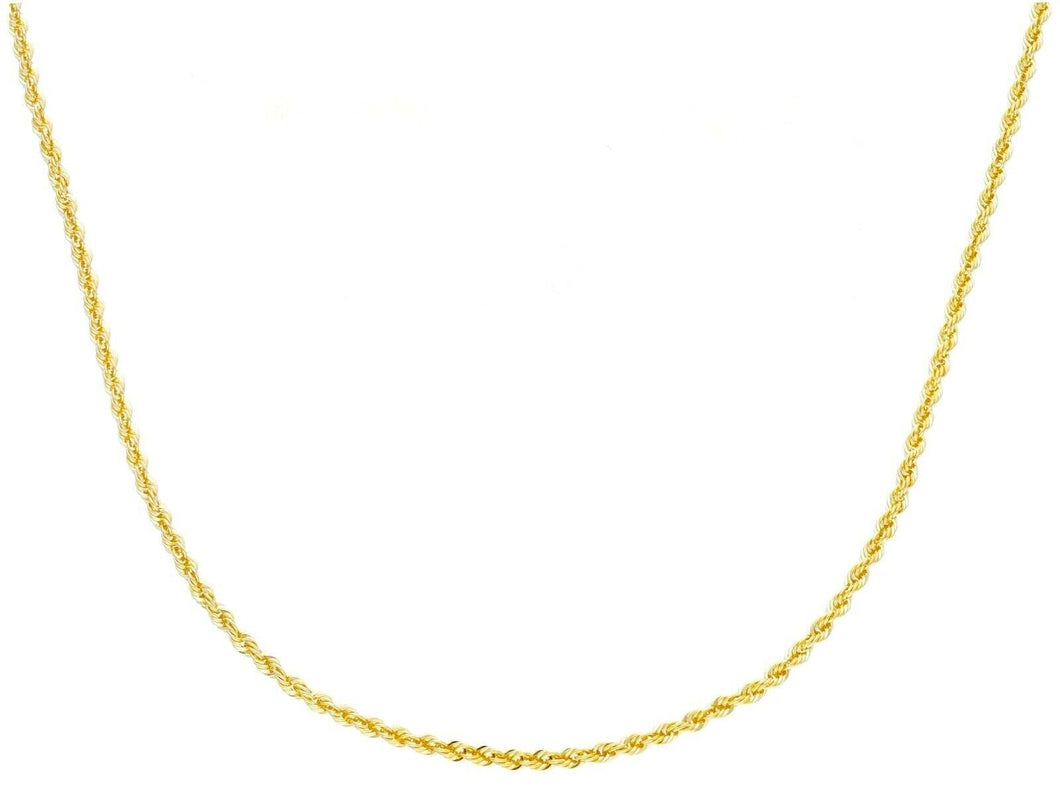 SOLID 18K YELLOW GOLD CHAIN SMALL 1mm ROPE BRAIDED, 40cm 16