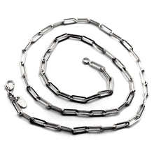 Load image into Gallery viewer, 18k white gold long chain necklace squared oval paper clip 3x10mm links, 31.5&quot; 80cm.
