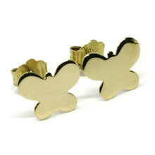 Load image into Gallery viewer, SOLID 18K YELLOW GOLD EARRINGS FLAT BUTTERFLY, SHINY, SMOOTH, 8x10 MM.
