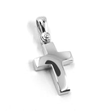 Load image into Gallery viewer, SOLID 18K WHITE GOLD CROSS, SQUARE ROUNDED 16mm, 0.63 inches, MADE IN ITALY.

