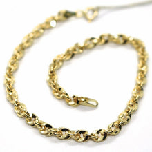 Load image into Gallery viewer, 18K YELLOW GOLD ROPE BRACELET 7.5 INCHES BRAIDED INFINITE FACETED ALTERNATE LINK.
