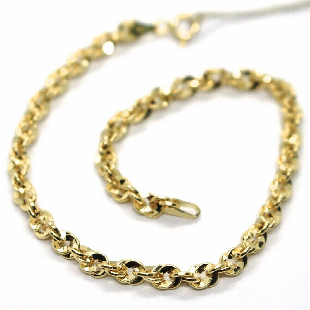 18K YELLOW GOLD ROPE BRACELET 7.5 INCHES BRAIDED INFINITE FACETED ALTERNATE LINK.