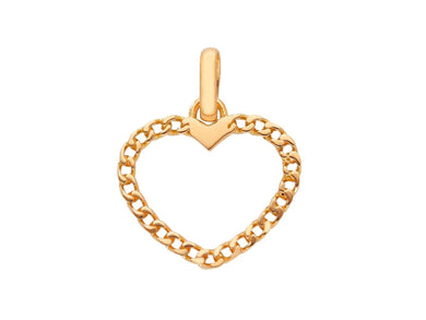 SOLID 18K PINK GOLD 15mm HEART PENDANT CHARM, GOURMETTE, LUMINOUS, SMOOTH.
