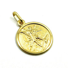 Load image into Gallery viewer, solid 18k yellow gold Saint Michael Archangel 15 mm very detailed medal, pendant
