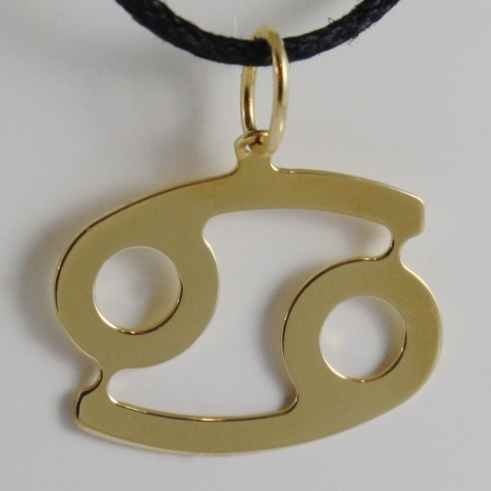 18k yellow gold zodiac sign pendant, zodiacal flat charm, cancer, made in Italy.