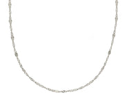 18K WHITE GOLD CHAIN, SINGAPORE ROPE SPIRAL ALTERNATE OVALS WITH RAYS, 17.7