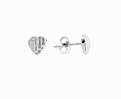 18k white gold earrings with very shiny heart love worked made in Italy 0.28 in.