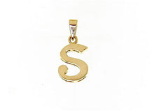 Load image into Gallery viewer, 18K YELLOW GOLD LUSTER PENDANT WITH INITIAL S LETTER S MADE IN ITALY 0.71 INCHES.
