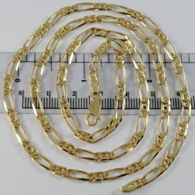 18K YELLOW GOLD CHAIN 4 MM FLAT CLASSIC EYE OVAL LINK 23.60 INCH MADE IN ITALY.