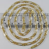 18K YELLOW GOLD CHAIN 4 MM FLAT CLASSIC EYE OVAL LINK 23.60 INCH MADE IN ITALY.