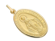 Load image into Gallery viewer, solid 18k yellow gold Miraculous medal pendant, Virgin Mary, Madonna, big 23x33mm
