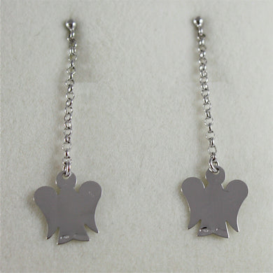 9KT WHITE GOLD EARRINGS ANGELS PENDANT MADE IN ITALY ROBERTO GIANNOTTI NKT 159B.
