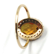 Load image into Gallery viewer, 18k rose gold flower ring, oval yellow cushion crystal, cubic zirconia frame
