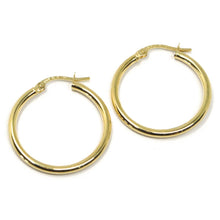 Load image into Gallery viewer, 18K YELLOW GOLD ROUND CIRCLE EARRINGS DIAMETER 20 MM, WIDTH 2 MM, MADE IN ITALY
