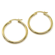 18K YELLOW GOLD ROUND CIRCLE EARRINGS DIAMETER 20 MM, WIDTH 2 MM, MADE IN ITALY.