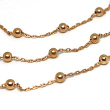 Load image into Gallery viewer, 18k rose gold mini balls chain 2 mm, 18 inches sphere alternate oval rolo link.
