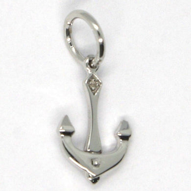 SOLID 18K WHITE GOLD PENDANT, NAUTICAL ANCHOR, LENGTH 0.85 INCHES, MADE IN ITALY.