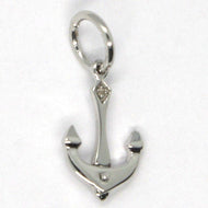 SOLID 18K WHITE GOLD PENDANT, NAUTICAL ANCHOR, LENGTH 0.85 INCHES, MADE IN ITALY.