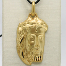 Load image into Gallery viewer, 18K YELLOW GOLD JESUS FACE PENDANT CHARM 42 MM, 1.6 IN, FINELY WORKED ITALY MADE.
