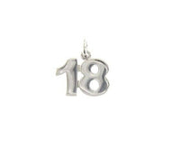 18k white gold number 18 eighteen small pendant charm, 0.4