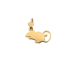 Load image into Gallery viewer, SOLID 9K YELLOW GOLD SMALL 12mm PENDANT FLAT MOUSE MADE IN ITALY BY DODO MARIANI.
