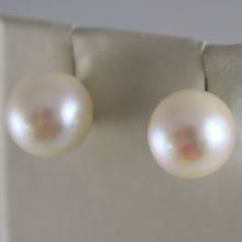 Load image into Gallery viewer, SOLID 18K YELLOW GOLD EARRINGS WITH AKOYA PEARLS 9.5 MM, MADE IN ITALY.
