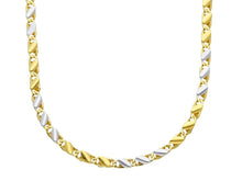 Load image into Gallery viewer, 18K YELLOW WHITE GOLD CHAIN 3mm ALTERNATE 3+3 OVAL DOUBLE ROUNDED LINK 60cm 24&quot;
