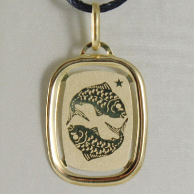 solid 18k yellow gold pisces zodiac sign medal pendant zodiacal made in Italy.